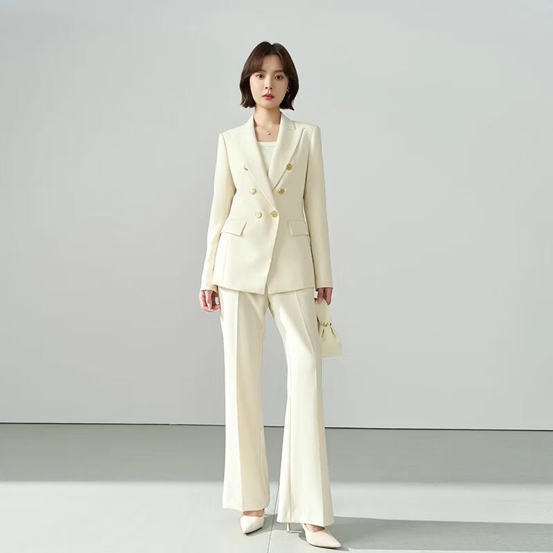 Women's Double-Breasted Business Suit Set with Flare Pants