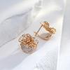 New  Rose Gold With Natural Zircon Dangle Earrings Fashion Glossy Vintage Flower Ethnic Bride Daily Fine Jewelry
