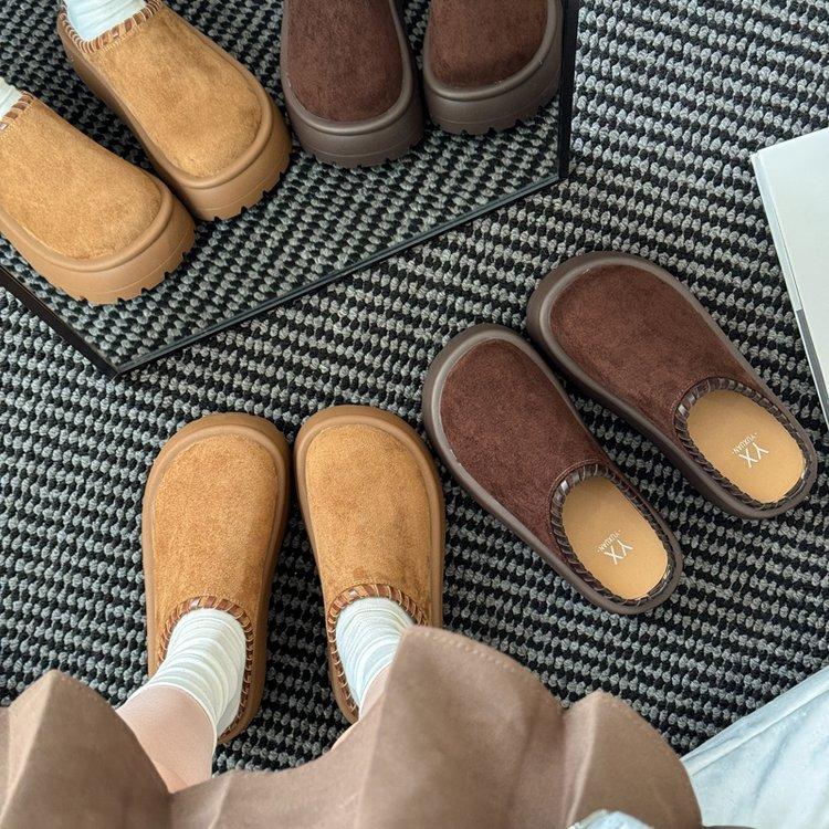 Gruby spód podwyższający Boken torba głowa półkapcie damskie noszenie 2025 wczesna jesień nowe małe leniwe muller kapcie