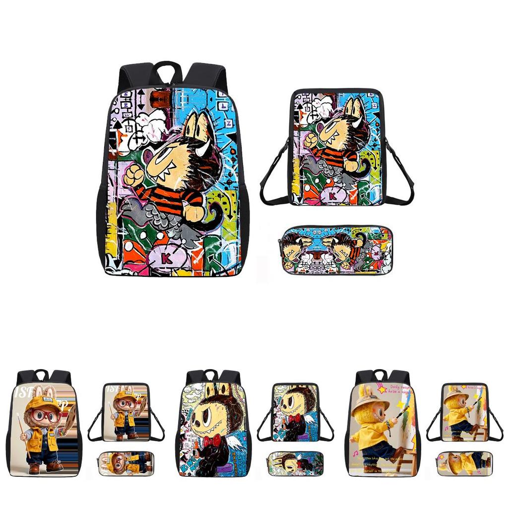 Labubu Cartoon Kids Backpack With Breathable Oxford Fabric For Elementary School Students