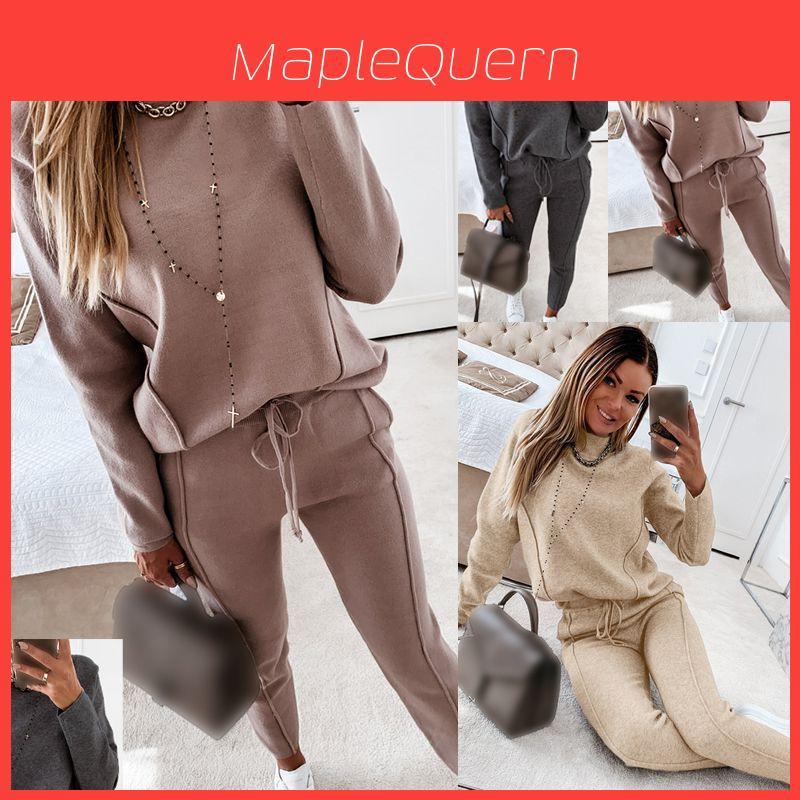 Stylish Ladies Lounge Wear 2 Piece Set Featuring High Neck Casual Pyjamas Joggers