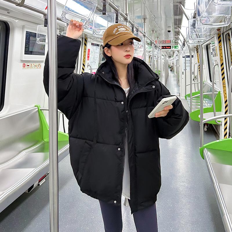 

Winter new national down cotton clothes women s short oversize thickened hooded jacket bread cotton clothes M чорний