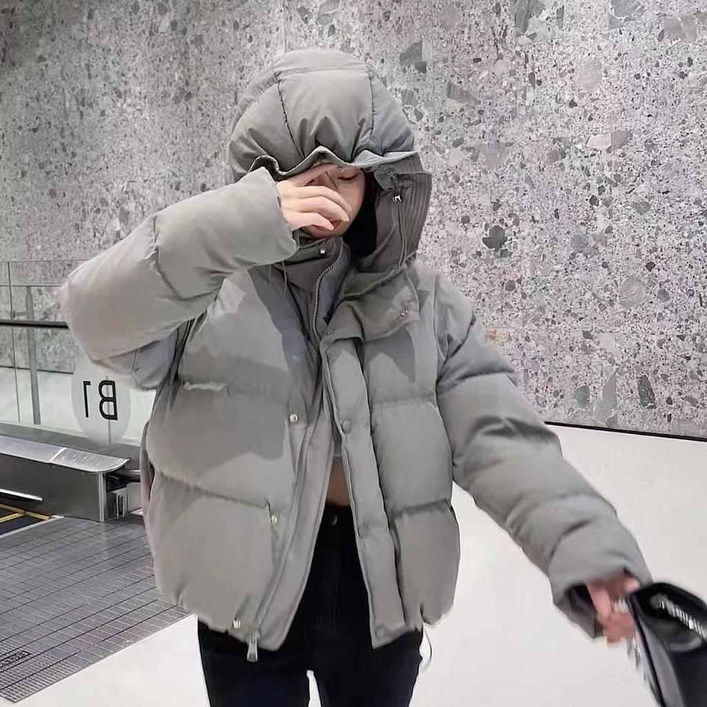 Winter Mode Lose Frauen Kurze Brot Mantel mit Blume Kapuze Warme Verdicken Jacke