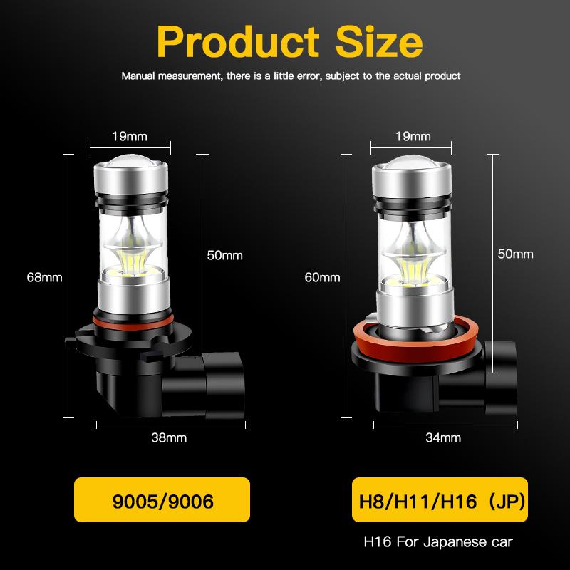 2PCS H7 High Low Beam Lamp LED Headlights Canbus 6000K H11 Low Power Fog Light For Mercedes Benz C300 C350 2008 2009 2010