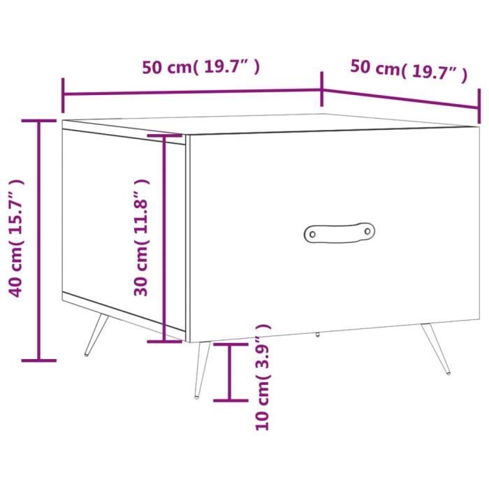 VidaXL Table basse Noir 50x50x40 cm Bois d'ingénierie 829334