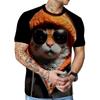 Sommer Rundhals 3D Katzenprint Top Modische Lässige Kurzarm Herren T-Shirts