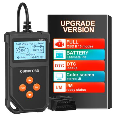 Lettore di codici OBD2 per auto Strumenti diagnostici per auto Cancella/Elimina codici Sistema Check Engine MS812 Leggi informazioni sul veicolo Tester batteria Cancella codici di errore