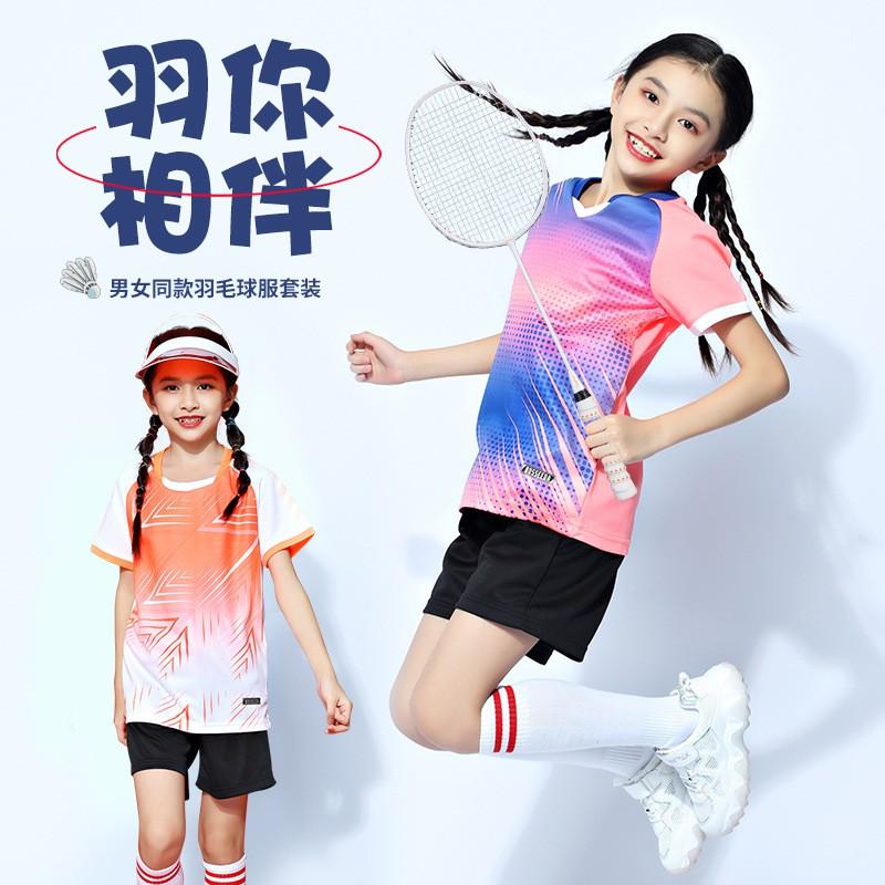 Kids Badminton Table Tennis Uniform Set Boys Girls Sports Training Competition Jersey Custom Print