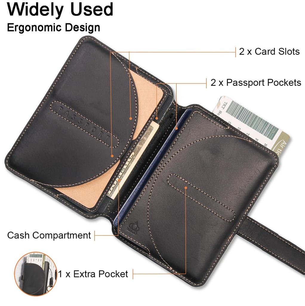 Crazy Horse Leather Passport with Card Unisex [XGUO] Case, Lightweight, Slots, Handmade,
