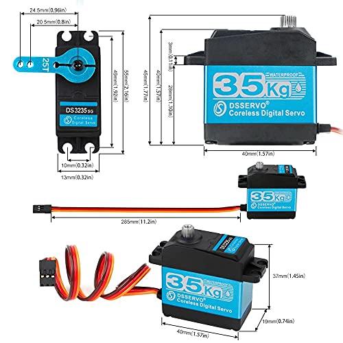 35KG Coreless Digital Servo, High Torque Coreless Motor Servo, Stainless Steel SG Barrel Servo for RC Cars, Robot DIY, Waterproof Servo, Compatible wi