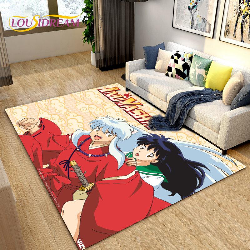 Inuyasha Japan Anime Cartoon Bereich Teppich, Teppich Teppich für Wohnzimmer Schlafzimmer Sofa Fußmatte Dekoration, Kinder spielen rutschfeste Bodenmatte