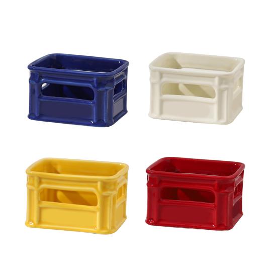 Creative Snack Bowl Mini Basket-Shaped Dish for Fruit Fries Multi-Purpose Small Ceramic