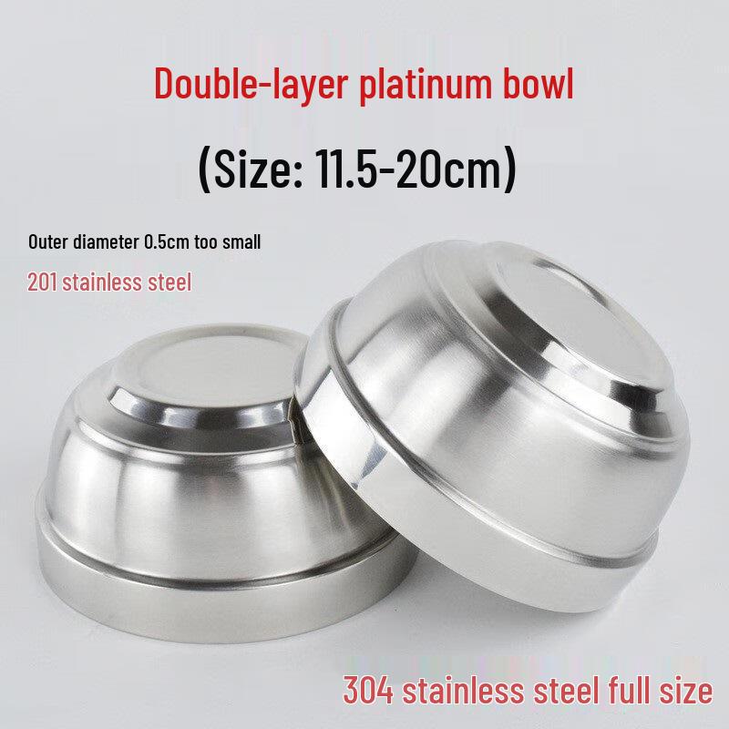 13CM 304 Stainless Steel Double-Layer Insulated Bowl