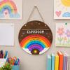 Classroom Decor Sign Wooden Welcome for Door, to Our Round Front Door Hanging Hanger, Sign, Back School Preschool Decoration Hanger