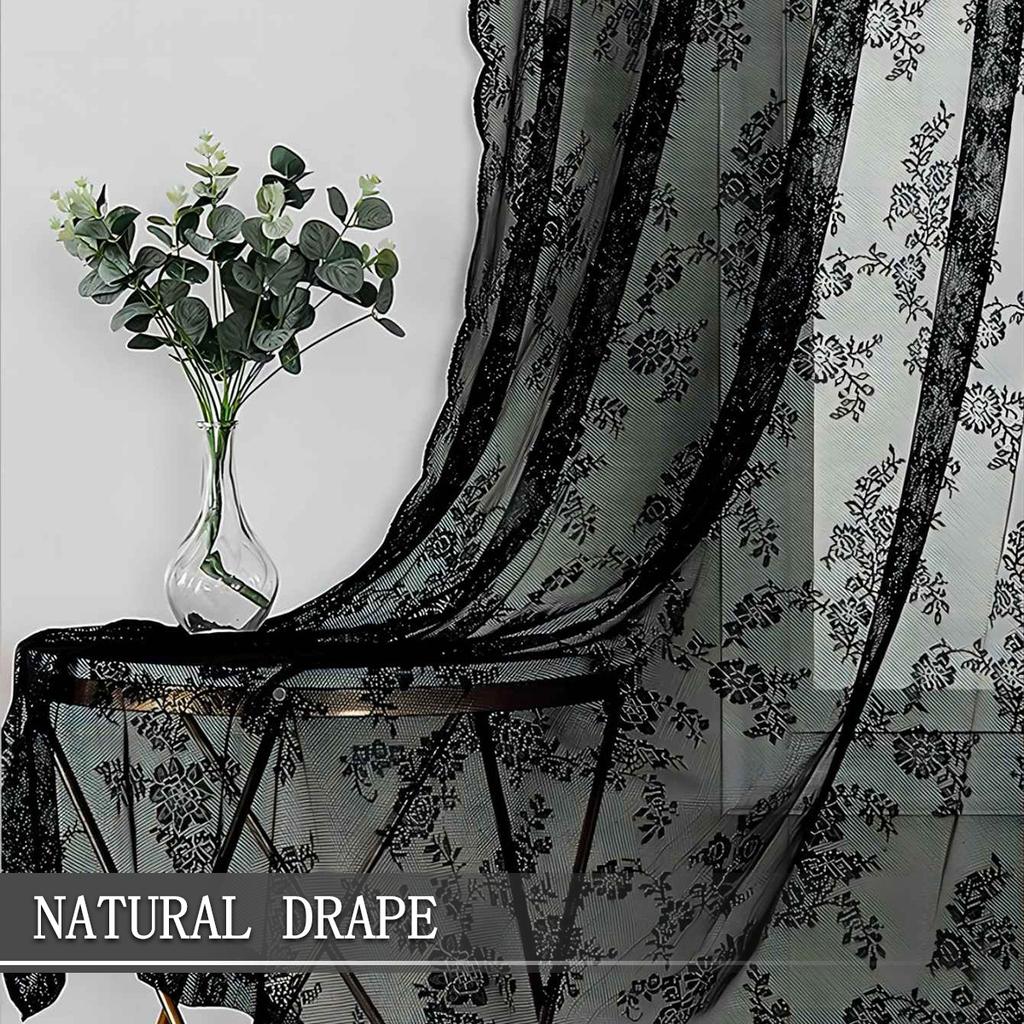 2025Cortinas Transparentes de Renda Francesa Semi-Blackout com Ilhós