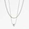 Stainless Steel Double Layer Water Drop Pendant Necklace for Women Vintage Gold Color Snake Bone Chain Necklace Jewelry Gifts