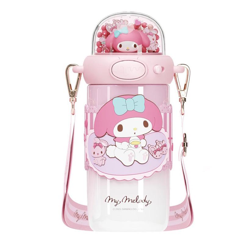 X&W Sanrio Straw Thermos Cup Cartoon Kuromi Drinking Water Bottle Stainless Steel Vacuum Flasks with 3D Creative Lid Kids Gifts