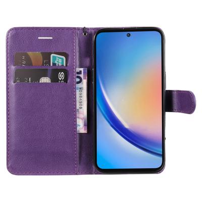 Etui na Samsunga Galaxy A55 5G, skórzane etui na telefon w jednolitym kolorze, portfel z podstawką i paskiem