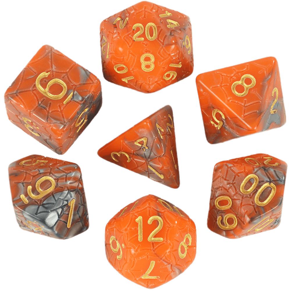 Mixing Color Dice DND 7pcs Polyhedral Dice Set with Engraving Spider Web Effect for DND RPG Magic Gathering Table Game D&D Dice