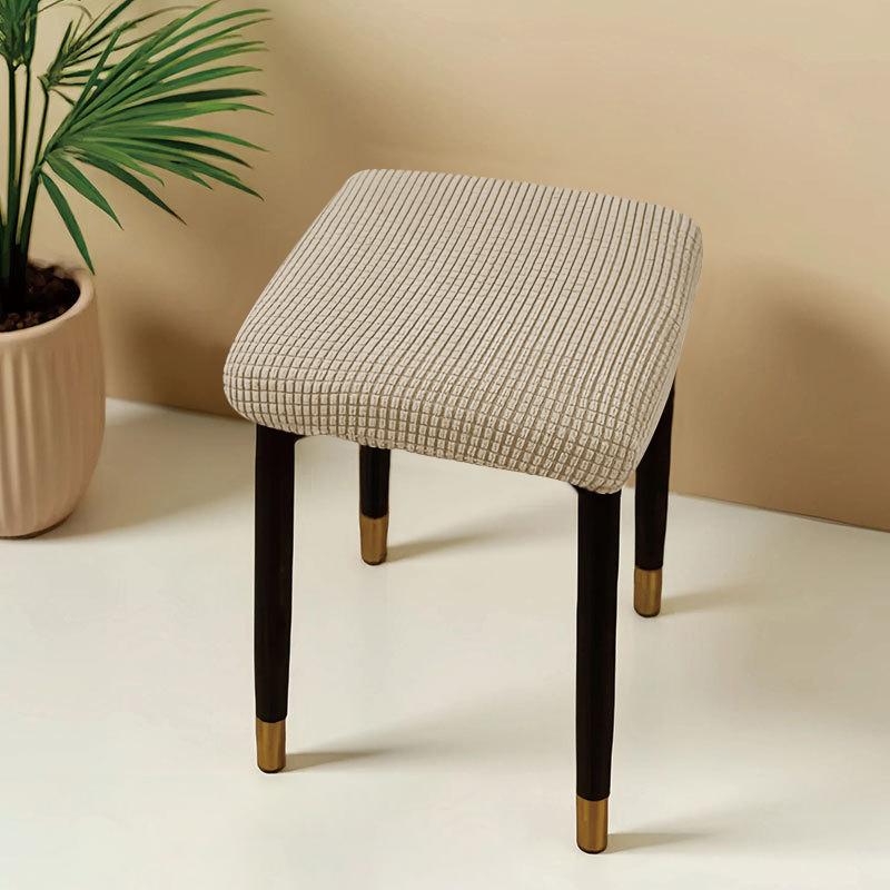Jacquard Square Stool Covers Elastic Dust-proof and Anti-slip Stretch Chair Cover Solid Color Geometric Pattern Seat Cover