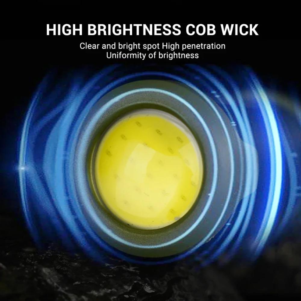 COB LED Nyckelring Ficklampa Multifunktionell Ficklampa Uppladdningsbar Ultralätt Campingficklampa för Utomhus Nödsituationer