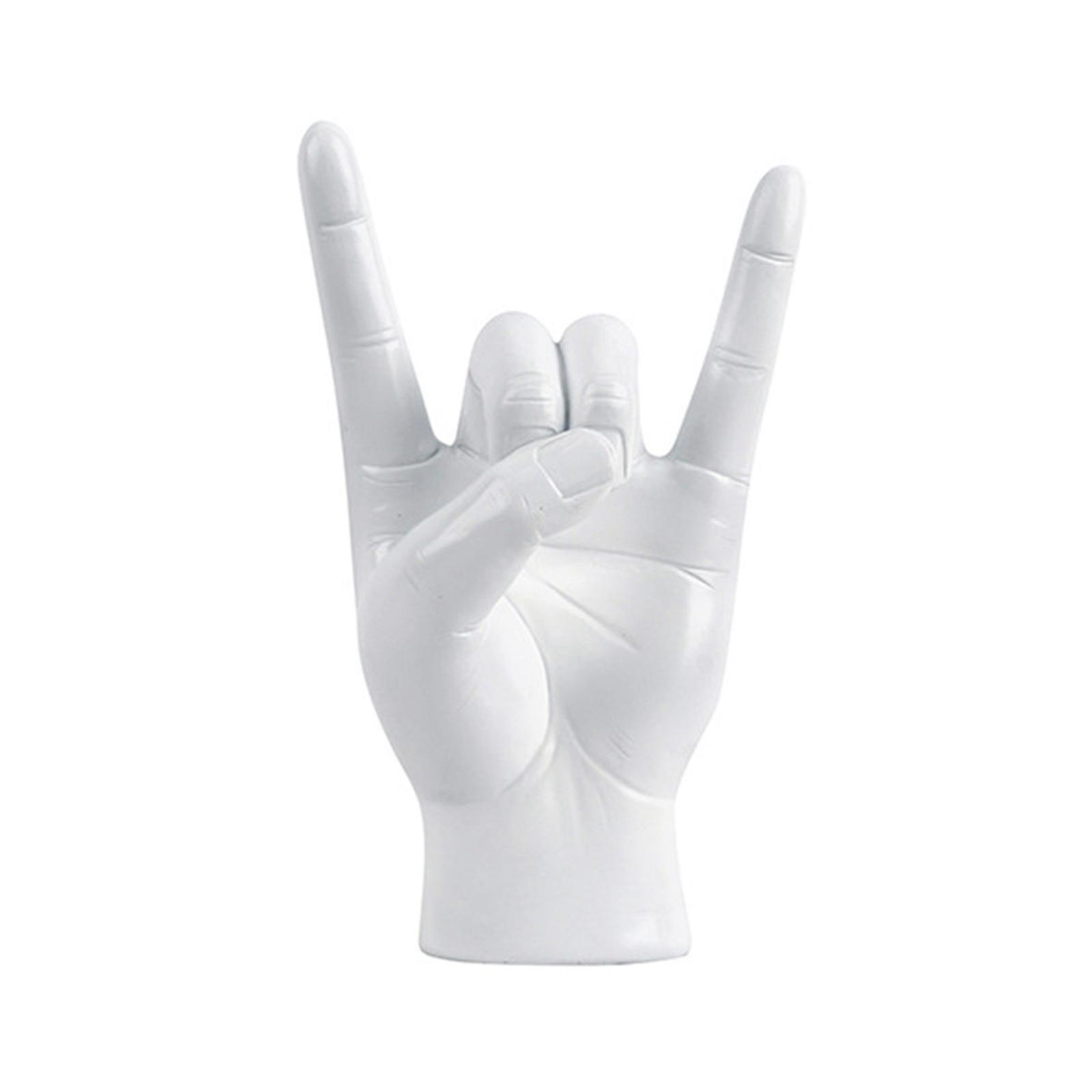 

«Рок-н-ролл» Поделки Жесты Рук Статуя Вечеринка Livehouse День Музыкальная Тема Поделки Центральные Украшения Статуя Бар Вечеринка Декор left белый