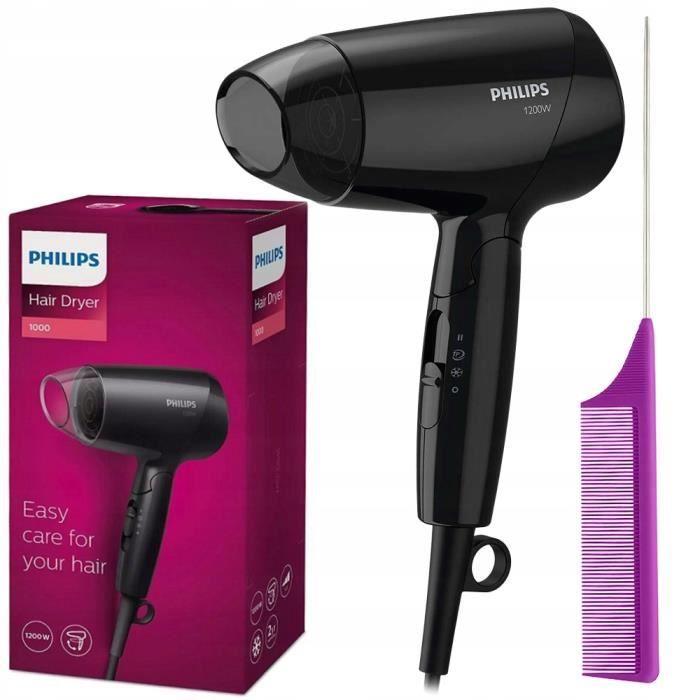Sèche cheveux - Philips - BHC01010 - Compact pliable 1200W ThermoProtect avec peigne offert
