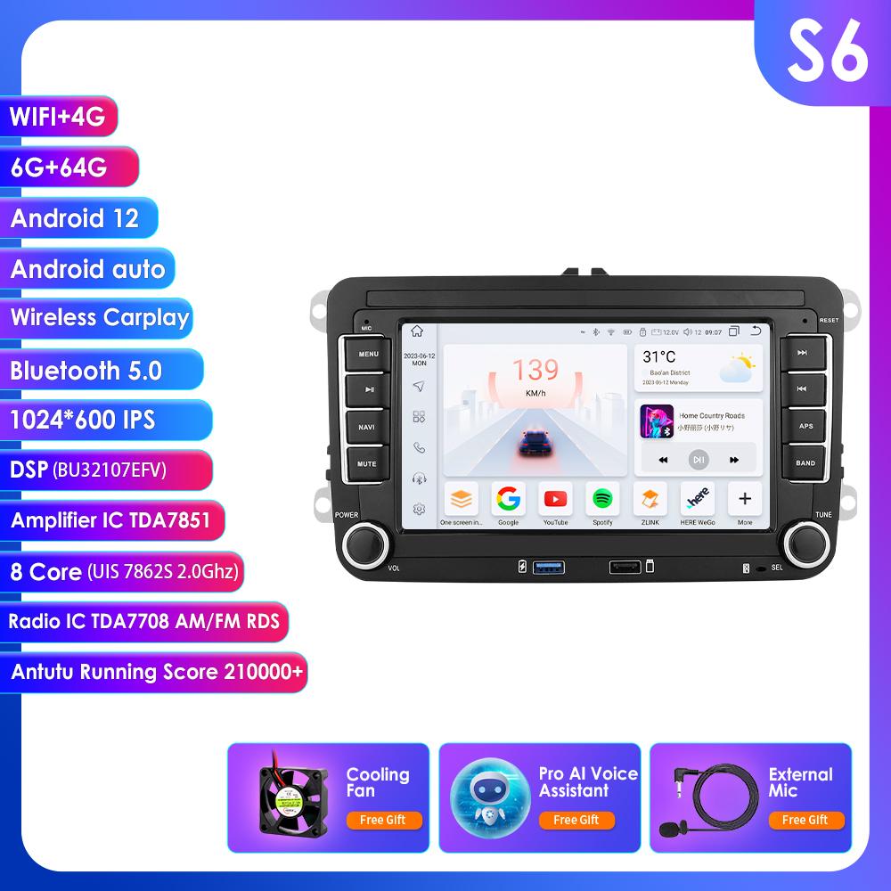 

Hizpo 2Din Автомагнитола Android для Volkswagen Golf 5 6 Polo Passat B6 B7 CC Skoda Jetta Универсальная Мультимедийная Carplay Wifi GPS Интеллектуальная Навигация S6 8Core 6G 64G AI