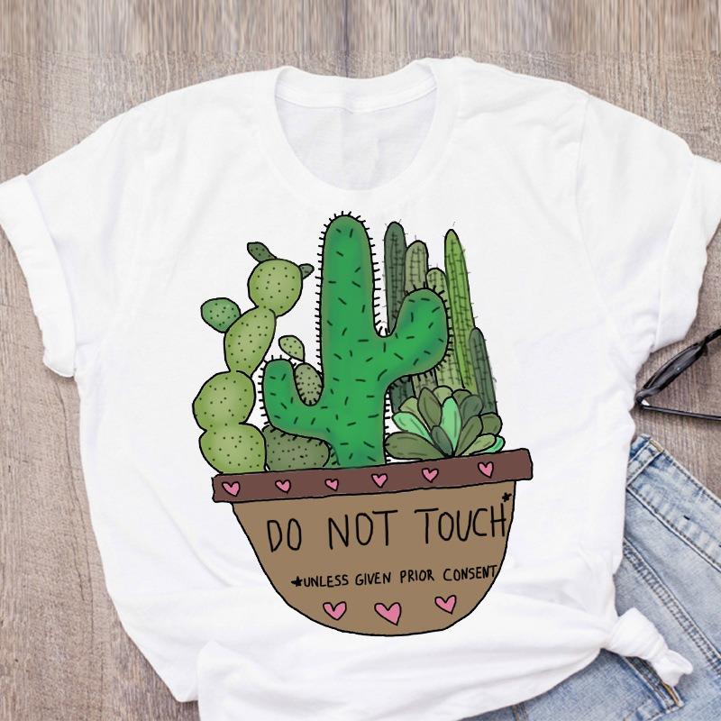 White Casual TShirt Diamond Border Decor With Desert EleUnisext Print Tall Cactus Sun Bird Skull Mountains Personalized Trendy Top