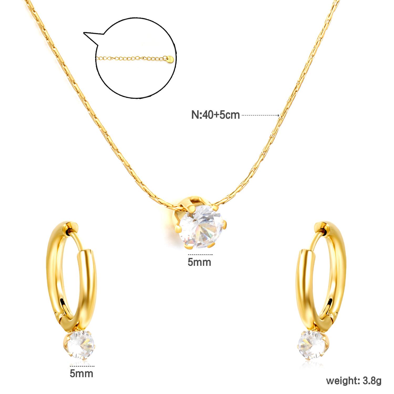 

Square White Zircon Earrings Necklace Set Women Classic Versatile Jewelry Fade Resistant Elegant Gift