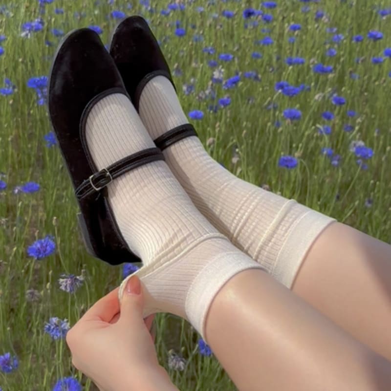 

lululela [5pack] Domestic Mary Golji Shirring See-Through Socks (4 Colors) Pastel Mix (5 pack)