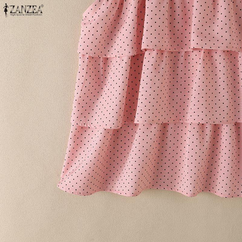 ZANZEA Women Polka Dot Print Casual Off Shoulder Sleeveless Vest Tops