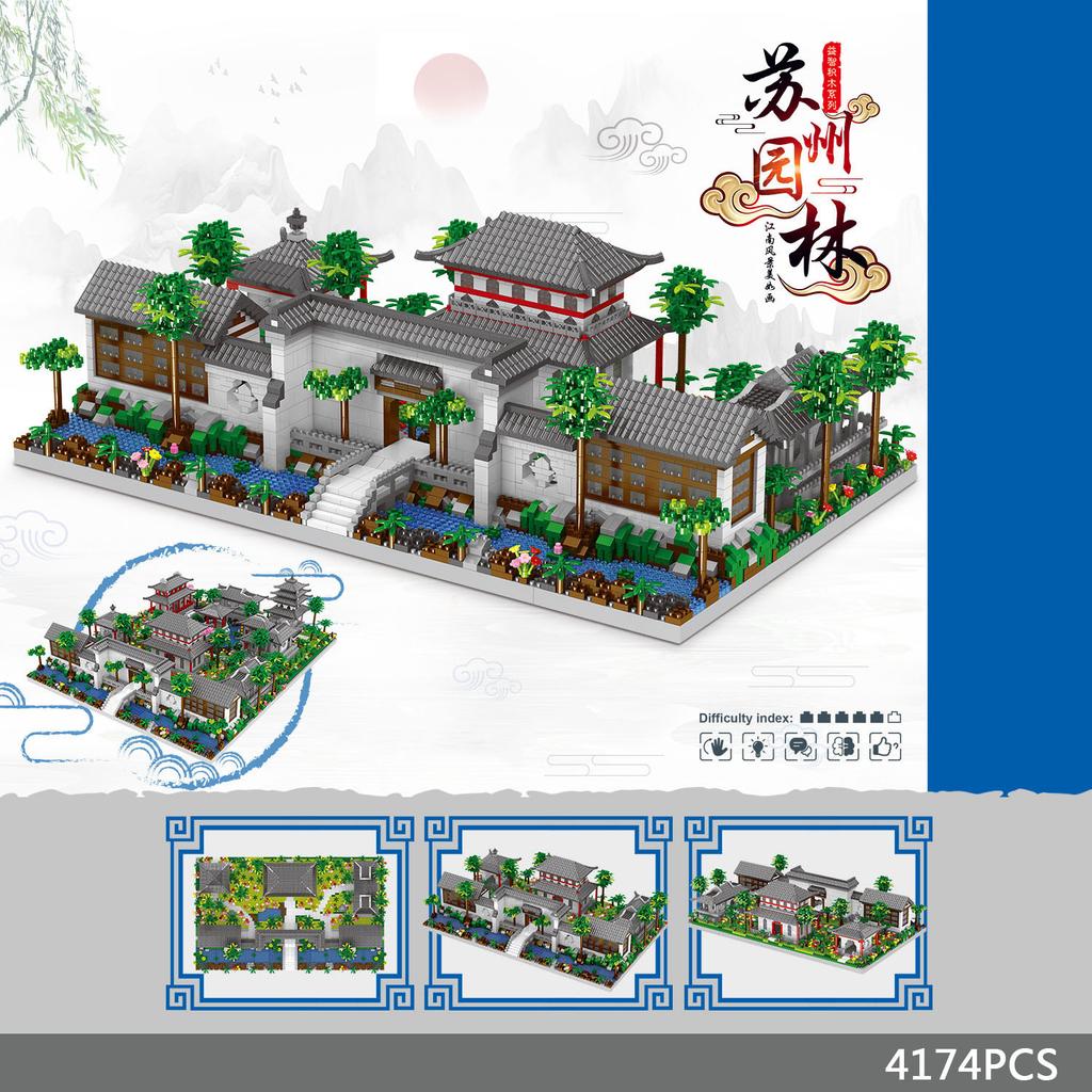 Classical House China Traditional Architecture Micro Diamond Block 3In1 Suzhou Gardens Creative Building Brick Toys Nanobricks