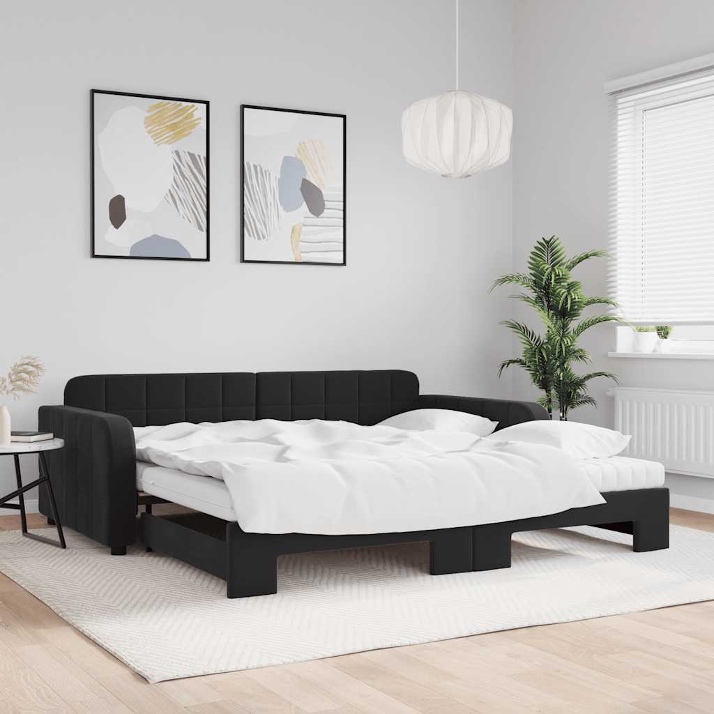 Vidaxl Schlafsofa mit Matratzen, Schwarz, 100X200 Cm, Samt