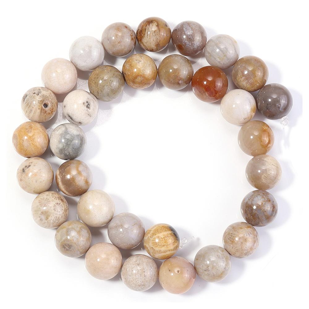 Natural Coral Jade Stone Beads 4 6 8 10 12mm Chrysanthemum Agate Round Spacer Beads For DIY Jewelry Making Bracelets Necklace