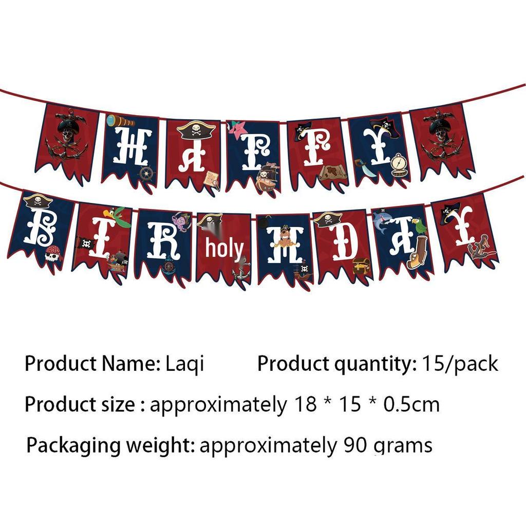 Pirate Ship Sailing Birthday Party Decor Set: Flags, Balloons & Cake Toppers