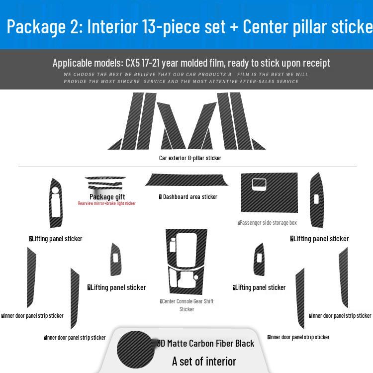 Mazda CX5/CX30 (17-21) Interior Carbon Fiber Sticker - Damage-Free Replacement