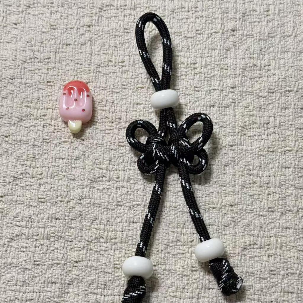 Handmade Colorful Nylon Rope Phone Lanyard with Pearl Knot Buckle Pendant