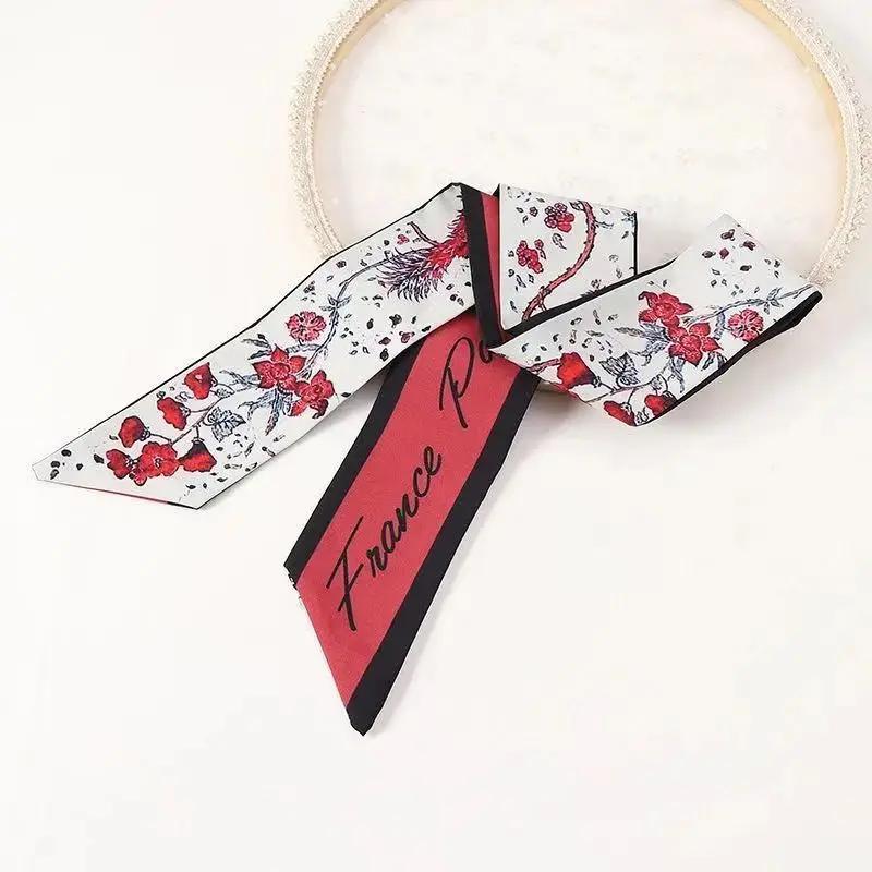 Fashion Women Letter Hair Ribbons French Elegant Long Headband Bag Strap Accessories Girls Bow Knot Long Hair Scarf HairBands