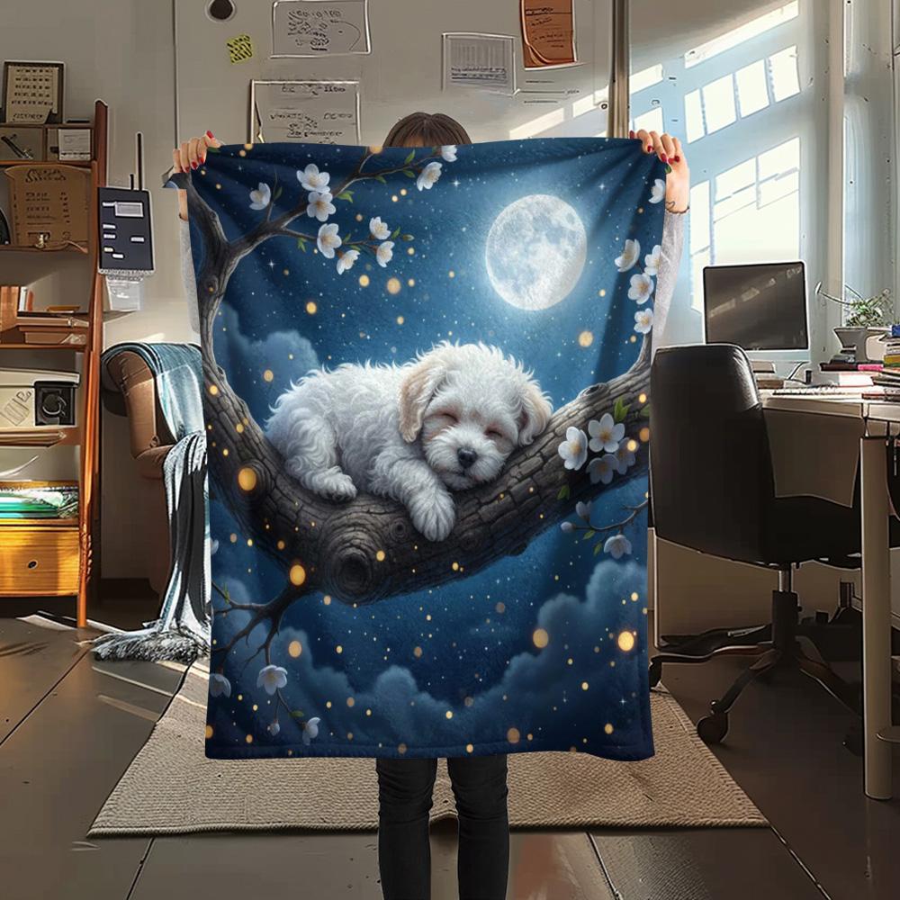 1PC Sleeping animals Print Flannel Blanket, High quality Comfortable for All Seasons, Home Decor, Warmth and Comfort