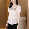 New Summer Doll Neck Short-sleeved Shirt for Women with Belly Slimming and Large Size Fashionable Mother Top for Women