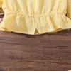 Girls' Big Children's Suit Children's Wear Autumn New Casual Striped V-Neck Lace Long Sleeve Short Top Skirt