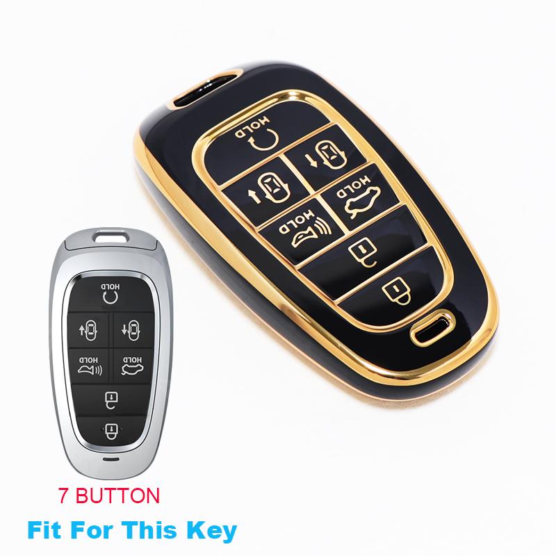 Mode TPU 7 Knoppen Afstandsbediening Sleutelhanger Hoes Accessoires Voor Hyundai Tucson Nx4 Staria Ioniq Sonata Nexo Dn8 Santa Fe Tm