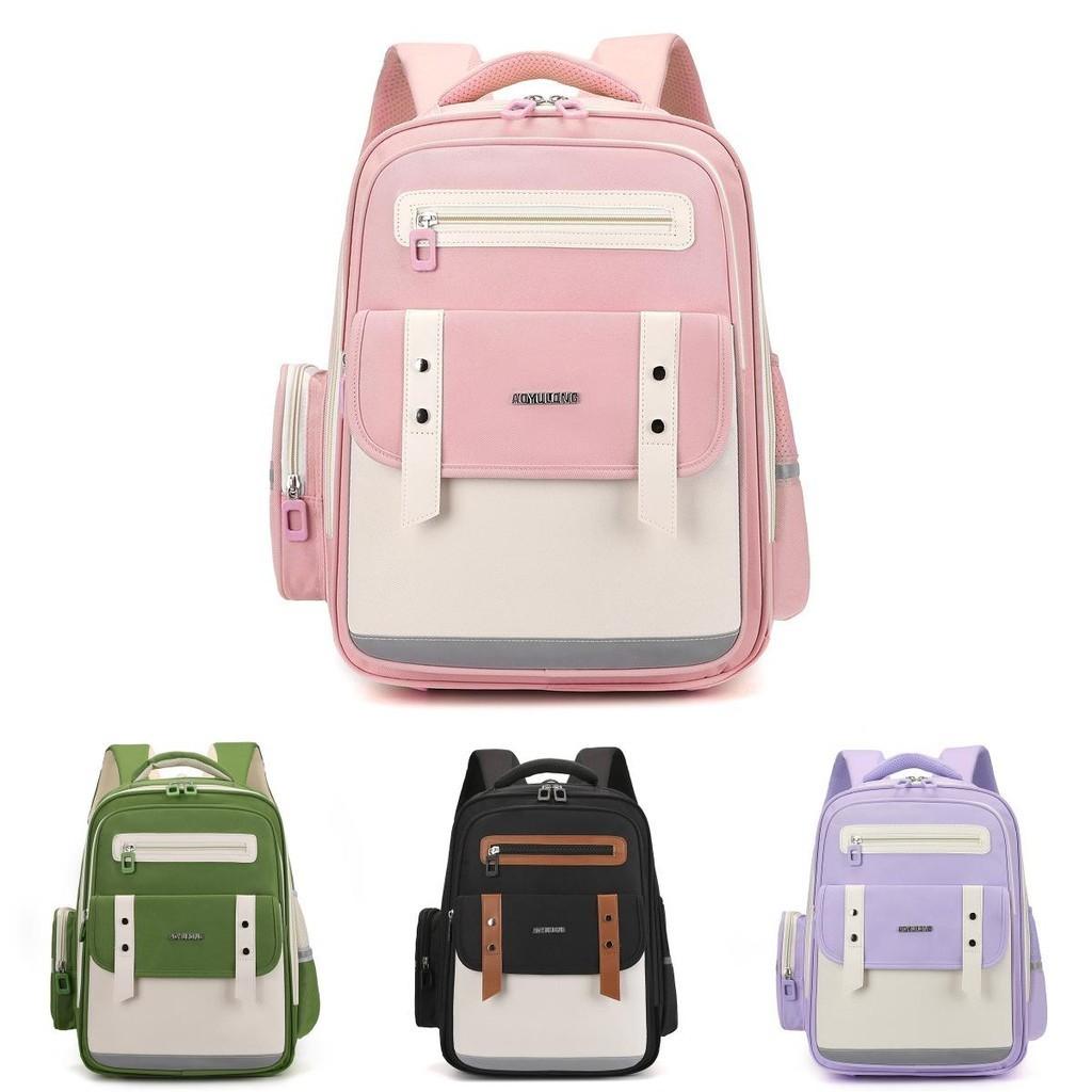 Stylish And Spacious Nylon Backpack For Middle High School College Students In Green Black Purple Pink And Dark Blue Colors