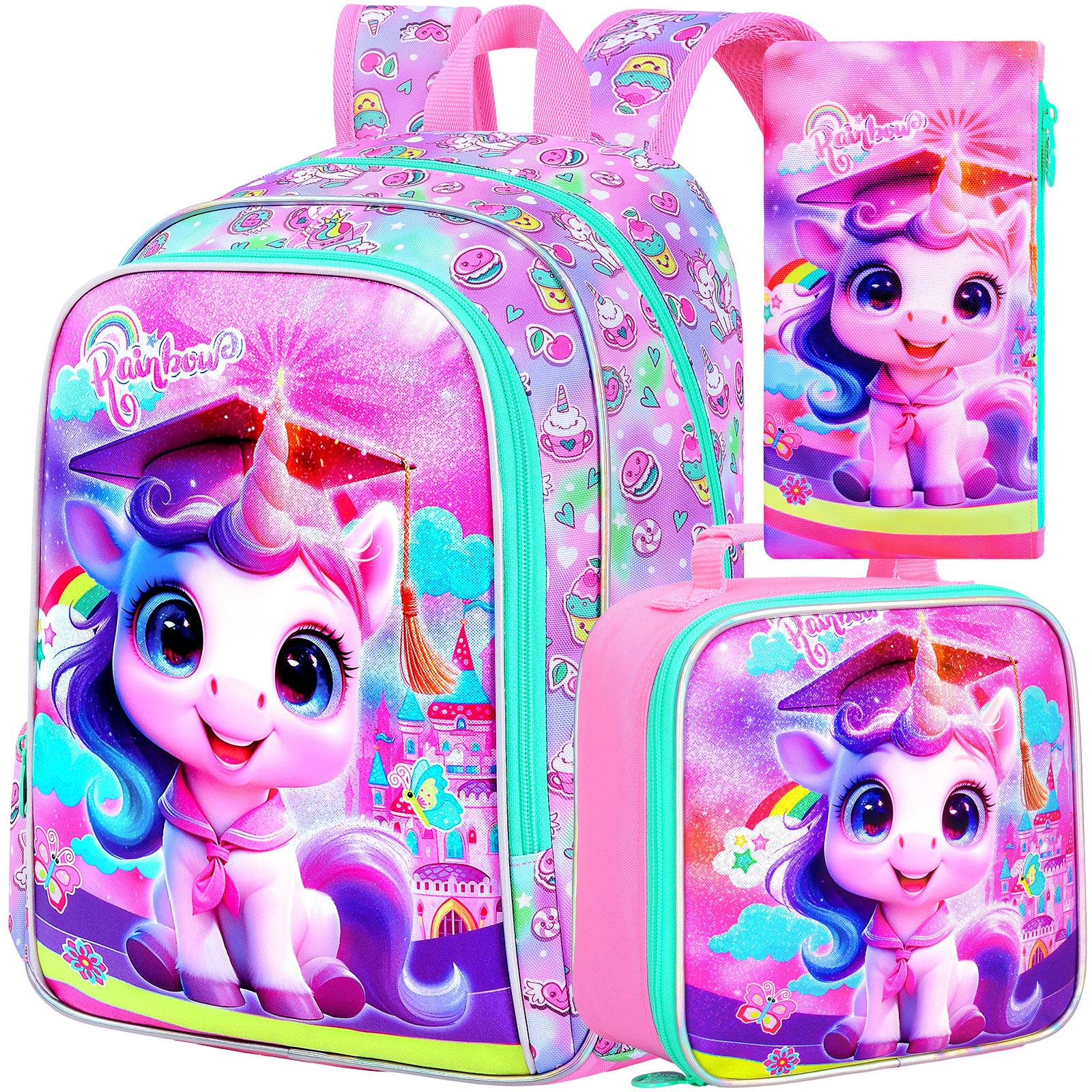 Sac à dos Koala 3 pièces pour filles, Sac à dos pour enfants 16  avec boîte à lunch, Sac d'école pour enfant d'âge préscolaire, élémentaire, tout-petit - Violet Dr. Koala