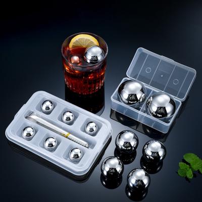 Hot Sale 304 Stainless Steel Ice Cubes Reusable Food Grade Chilling Stone 25mm Sphere Round Ice Hockey Puck Home Supplies