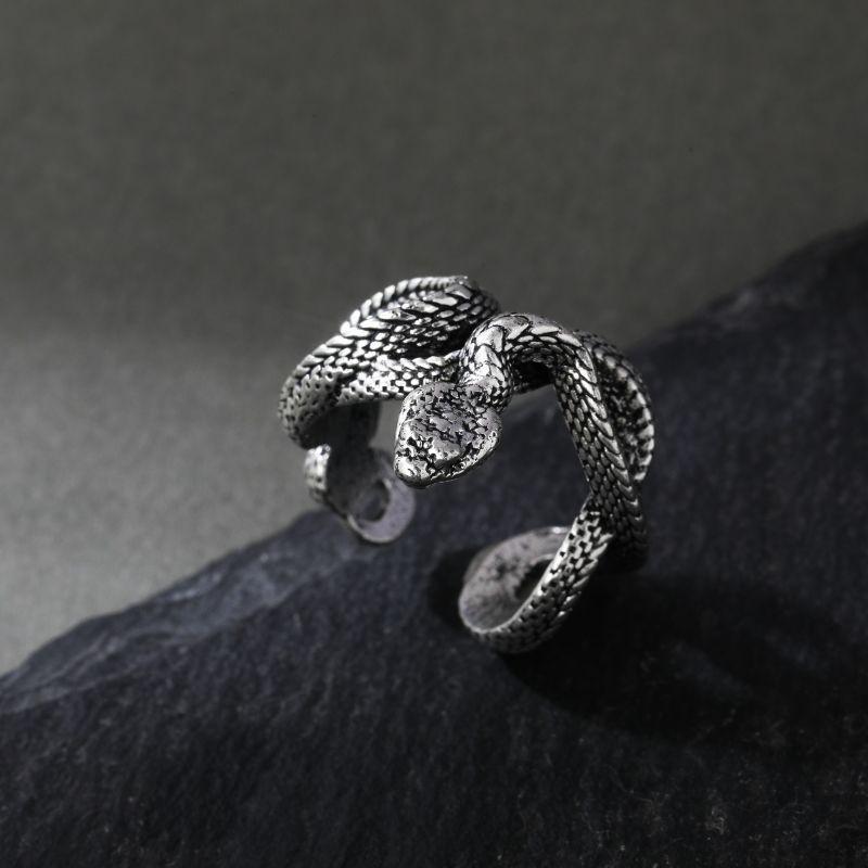 Adjustable Open Snake Ring In Vintage Punk Style Plated Animal Jewelry Men Women
