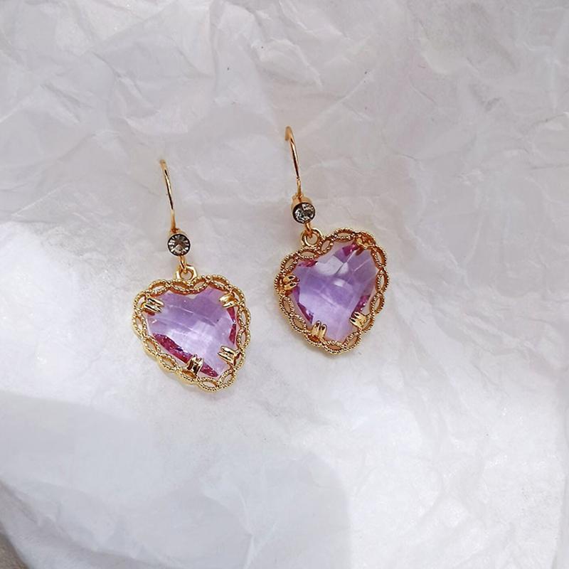 Premium Heart Rhinestone Multicolor Dangle Earring Long Zircon Heart Earrings for Wome N  Earings Fashion Jewelry