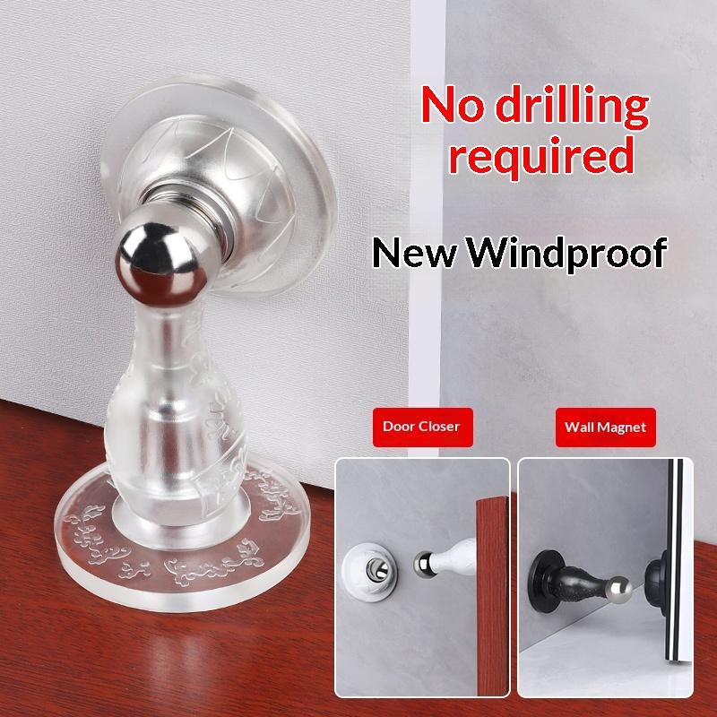 Magnetic Pvc Door Stopper No Drilling Strong Suction Protects Doors For Home Bedroom Office Bathroom