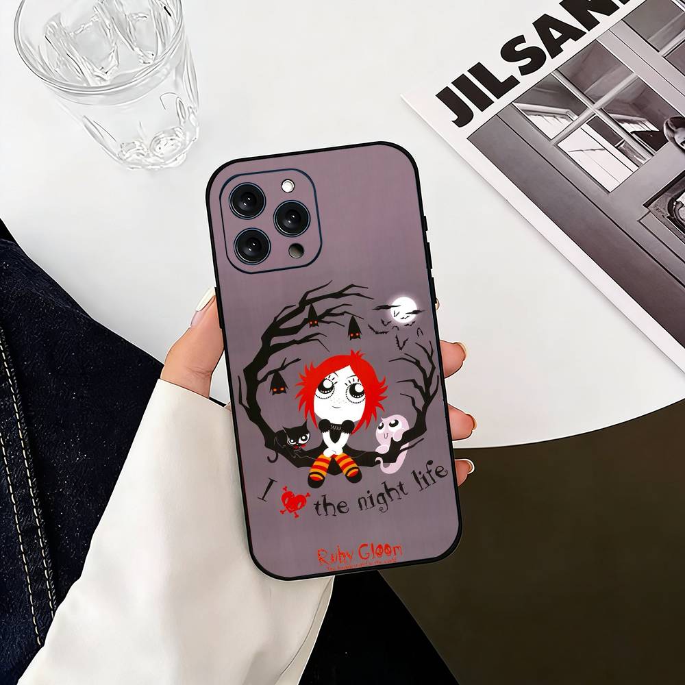 Ruby G-Gloom And Doom K-Kitty Phone Case For iPhone 17, 16,15,14,13,12,11 Plus,Pro Max, Others Soft Black Cover iPhone16plus